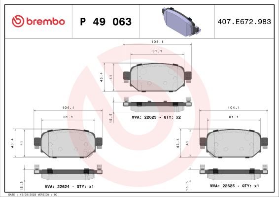 A.B.S. P 49 063 BREMBO Bremsbelagsatz, Scheibenbremse